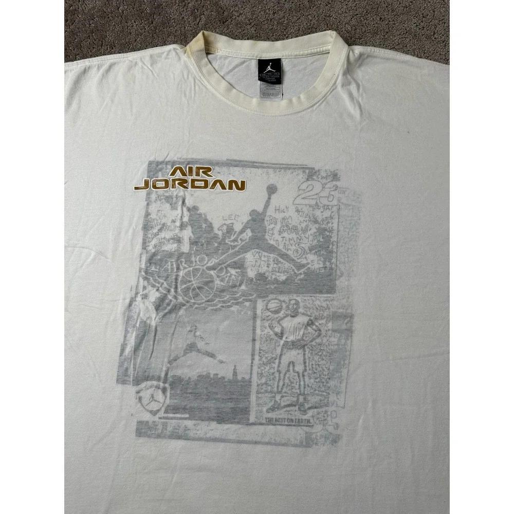 Vintage Mens T-shirt 2000s Air Jordan 23‎ Graphic White Jumpman Tee, Size XXL